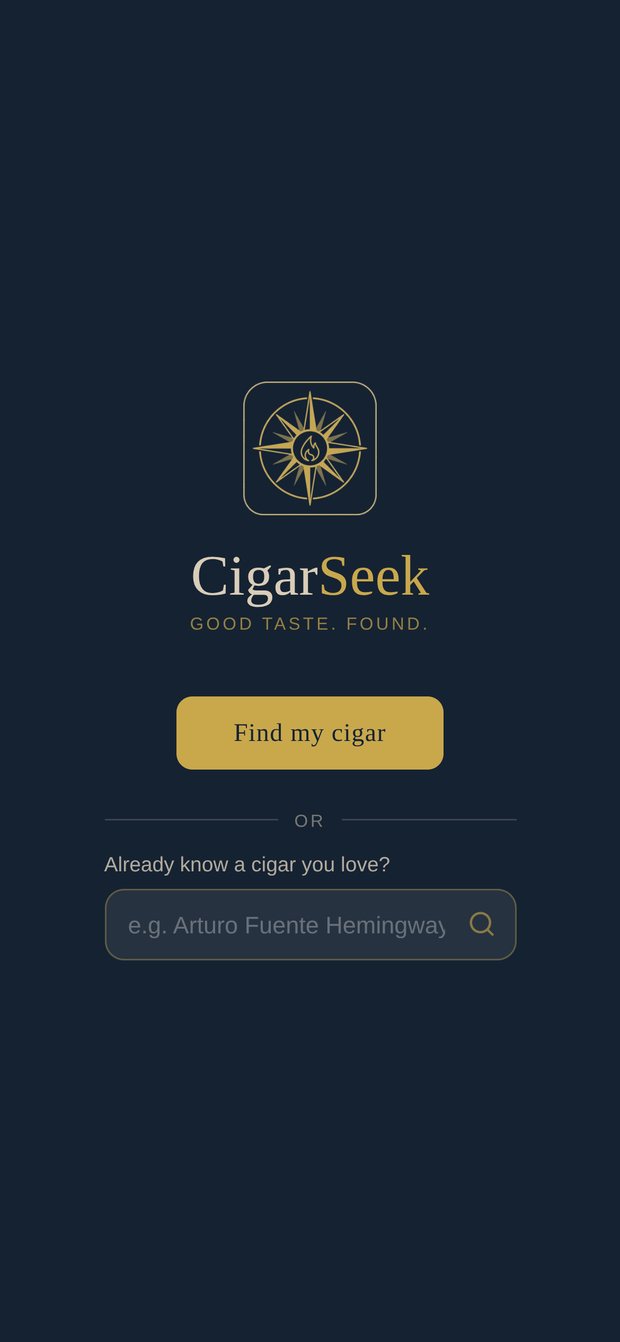 CigarSeek home screen — Find my cigar
